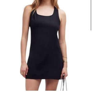 NWT Madewell Black Cross Back A Line 100% Linen Dress Size 4